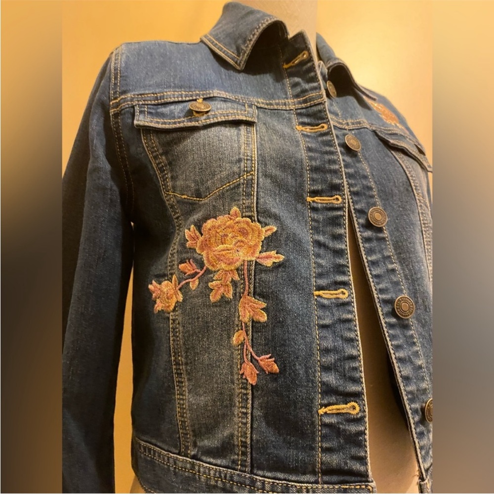 Embroidered Blue Jean Jacket - Picture 3 of 7